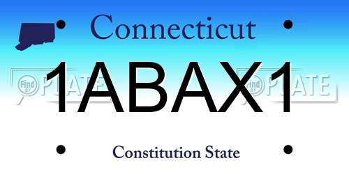 1ABAX1 Connecticut License Plate