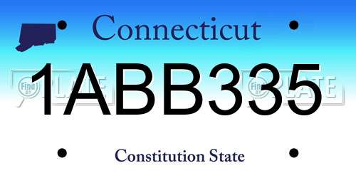 1ABB335 Connecticut License Plate