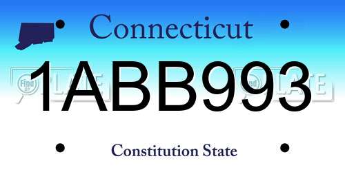 1ABB993 Connecticut License Plate