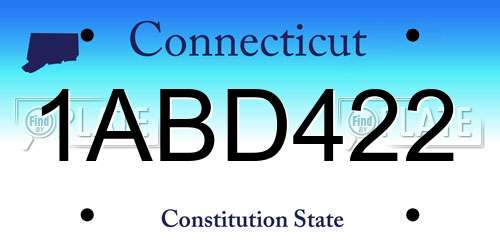 1ABD422 Connecticut License Plate