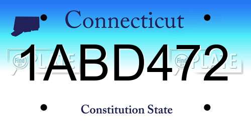 1ABD472 Connecticut License Plate