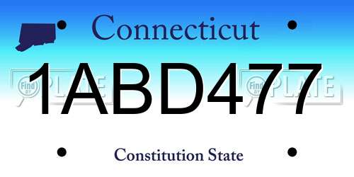 1ABD477 Connecticut License Plate