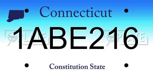 1ABE216 Connecticut License Plate