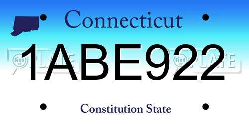 1ABE922 Connecticut License Plate