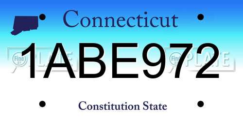 1ABE972 Connecticut License Plate