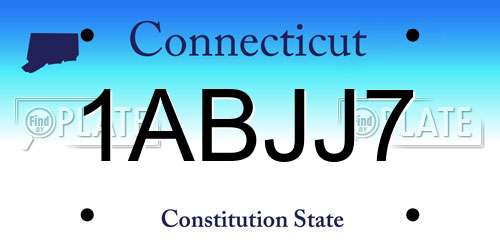 1ABJJ7 Connecticut License Plate