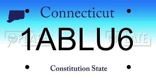 1ABLU6 Connecticut License Plate
