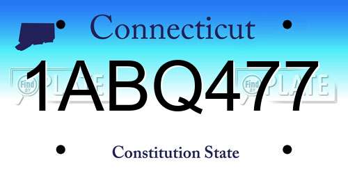 1ABQ477 Connecticut License Plate