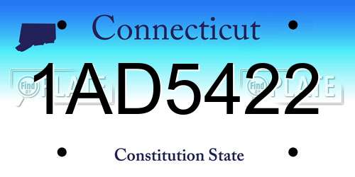 1AD5422 Connecticut License Plate