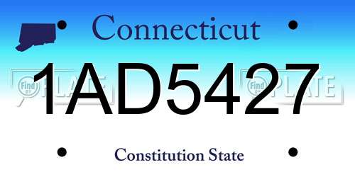 1AD5427 Connecticut License Plate