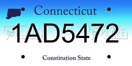 1AD5472 Connecticut License Plate