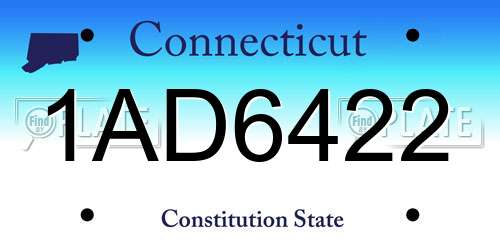 1AD6422 Connecticut License Plate