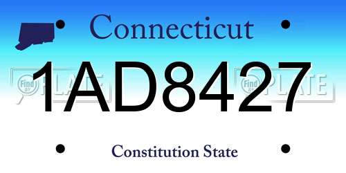 1AD8427 Connecticut License Plate