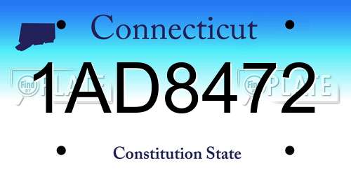 1AD8472 Connecticut License Plate