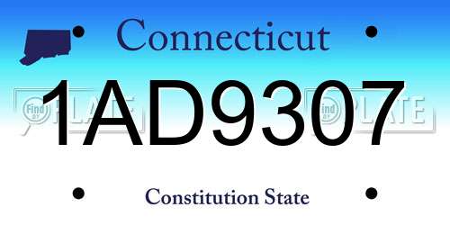 1AD9307 Connecticut License Plate