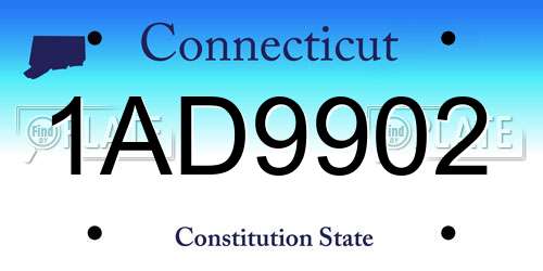 1AD9902 Connecticut License Plate