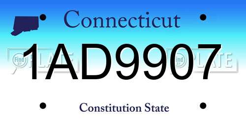 1AD9907 Connecticut License Plate