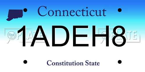 1ADEH8 Connecticut License Plate
