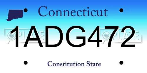 1ADG472 Connecticut License Plate