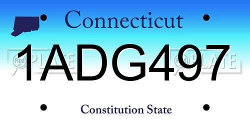 1ADG497 Connecticut License Plate