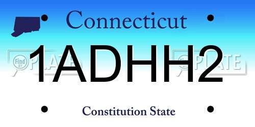 1ADHH2 Connecticut License Plate