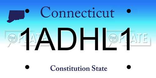 1ADHL1 Connecticut License Plate