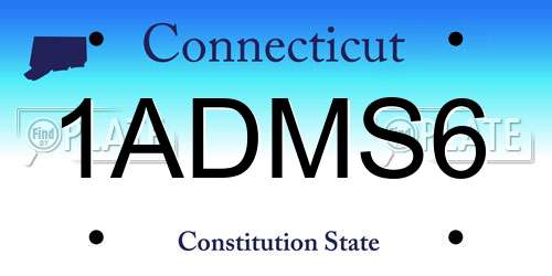 1ADMS6 Connecticut License Plate