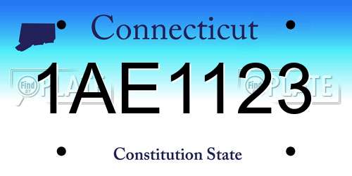 1AE1123 Connecticut License Plate