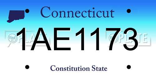 1AE1173 Connecticut License Plate