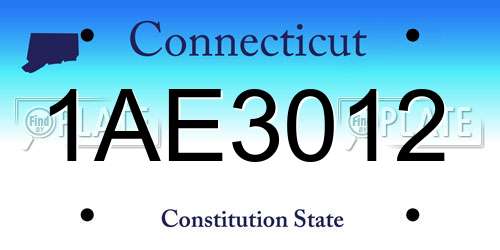 1AE3012 Connecticut License Plate