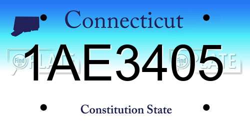 1AE3405 Connecticut License Plate