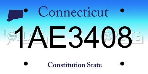 1AE3408 Connecticut License Plate