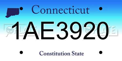 1AE3920 Connecticut License Plate