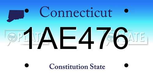 1AE476 Connecticut License Plate