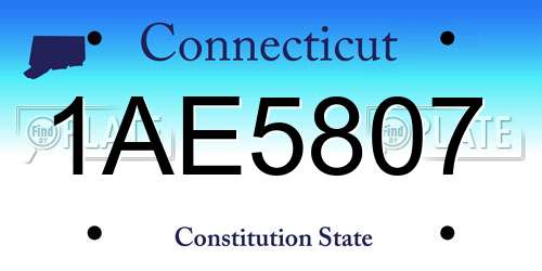 1AE5807 Connecticut License Plate