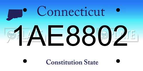 1AE8802 Connecticut License Plate