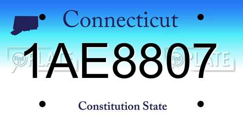 1AE8807 Connecticut License Plate