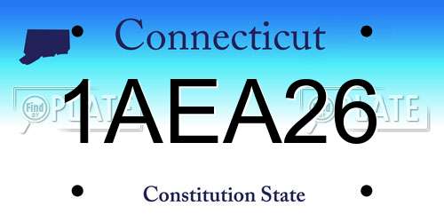 1AEA26 Connecticut License Plate
