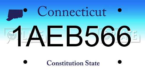1AEB566 Connecticut License Plate