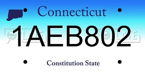 1AEB802 Connecticut License Plate