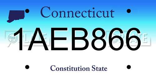 1AEB866 Connecticut License Plate