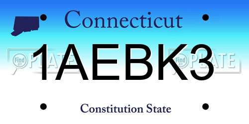 1AEBK3 Connecticut License Plate