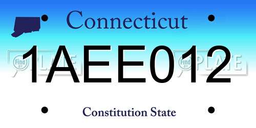 1AEE012 Connecticut License Plate