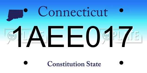 1AEE017 Connecticut License Plate