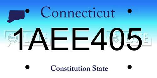 1AEE405 Connecticut License Plate