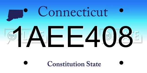 1AEE408 Connecticut License Plate