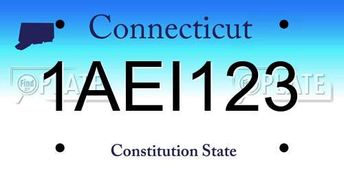 1AEI123 Connecticut License Plate