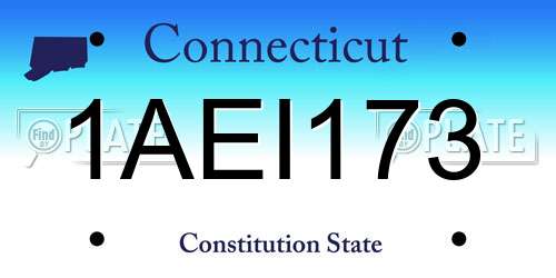 1AEI173 Connecticut License Plate