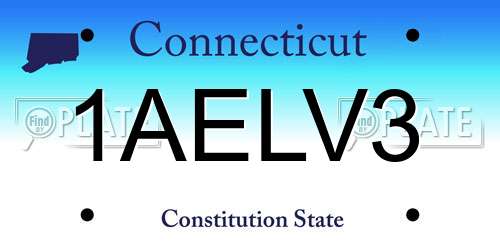 1AELV3 Connecticut License Plate