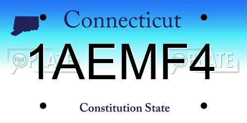 1AEMF4 Connecticut License Plate